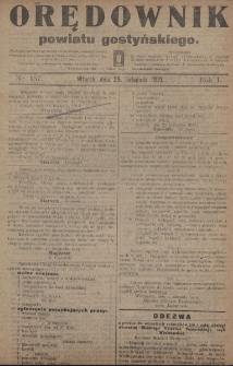 Orędownik Powiatu Gostyńskiego 1919.11.25 R.1 Nr 157