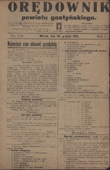 Orędownik Powiatu Gostyńskiego 1919.12.30 R.1 Nr 170