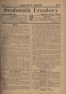 Orędownik Urzędowy Powiatu Gostyńskiego 1923.02.28 R.5 Nr 17