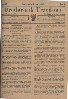 Orędownik Urzędowy Powiatu Gostyńskiego 1923.03.10 R.5 Nr 20