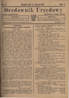 Orędownik Urzędowy Powiatu Gostyńskiego 1923.03.14 R.5 Nr 21