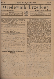 Orędownik Urzędowy Powiatu Gostyńskiego 1923.04.11 R.5 Nr 29