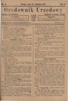 Orędownik Urzędowy Powiatu Gostyńskiego 1923.04.18 R.5 Nr 31