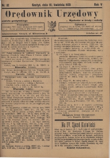 Orędownik Urzędowy Powiatu Gostyńskiego 1923.04.21 R.5 Nr 32
