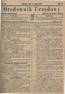 Orędownik Urzędowy Powiatu Gostyńskiego 1923.05.05 R.5 Nr 36