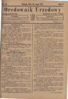Orędownik Urzędowy Powiatu Gostyńskiego 1923.05.23 R.5 Nr 40