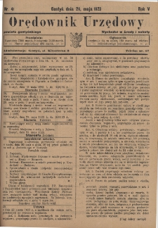 Orędownik Urzędowy Powiatu Gostyńskiego 1923.05.26 R.5 Nr 41