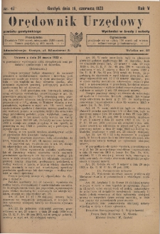Orędownik Urzędowy Powiatu Gostyńskiego 1923.06.16 R.5 Nr 47