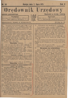Orędownik Urzędowy Powiatu Gostyńskiego 1923.07.07 R.5 Nr 52