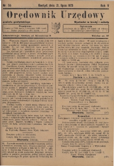 Orędownik Urzędowy Powiatu Gostyńskiego 1923.07.21R.5 Nr 56