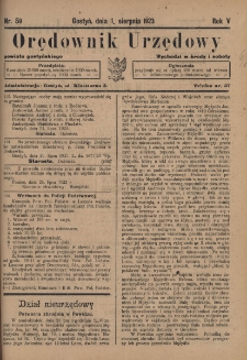 Orędownik Urzędowy Powiatu Gostyńskiego 1923.08.01 R.5 Nr 59