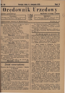 Orędownik Urzędowy Powiatu Gostyńskiego 1923.08.04 R.5 Nr 60