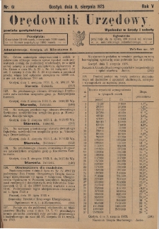 Orędownik Urzędowy Powiatu Gostyńskiego 1923.08.08 R.5 Nr 61
