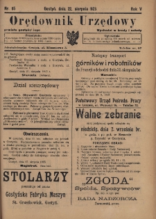 Orędownik Urzędowy Powiatu Gostyńskiego 1923.08.22 R.5 Nr 65