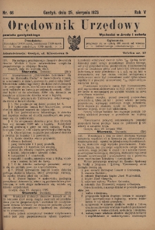 Orędownik Urzędowy Powiatu Gostyńskiego 1923.08.25 R.5 Nr 66