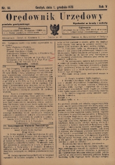 Orędownik Urzędowy Powiatu Gostyńskiego 1923.12.01 R.5 Nr 94