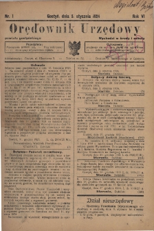 Orędownik Urzędowy Powiatu Gostyńskiego 1924.01.05 R.6 Nr 1
