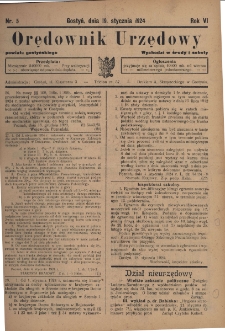 Orędownik Urzędowy Powiatu Gostyńskiego 1924.01.19 R.6 Nr 5