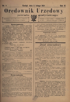 Orędownik Urzędowy Powiatu Gostyńskiego 1924.02.02 R.6 Nr 9