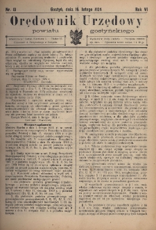 Orędownik Urzędowy Powiatu Gostyńskiego 1924.02.16 R.6 Nr 13