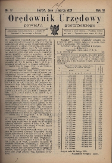 Orędownik Urzędowy Powiatu Gostyńskiego 1924.03.01 R.6 Nr 17