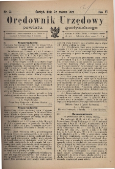 Orędownik Urzędowy Powiatu Gostyńskiego 1924.03.22 R.6 Nr 23