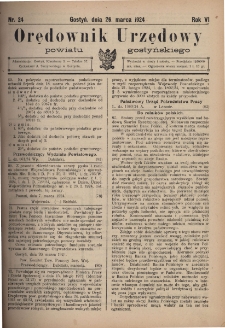 Orędownik Urzędowy Powiatu Gostyńskiego 1924.03.26 R.6 Nr 24