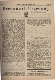 Orędownik Urzędowy Powiatu Gostyńskiego 1924.03.29 R.6 Nr 25