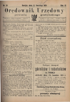 Orędownik Urzędowy Powiatu Gostyńskiego 1924.04.12 R.6 Nr 29