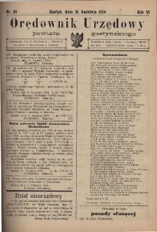 Orędownik Urzędowy Powiatu Gostyńskiego 1924.04.16 R.6 Nr 30