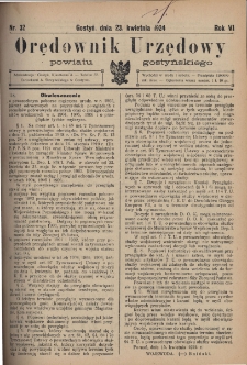 Orędownik Urzędowy Powiatu Gostyńskiego 1924.04.23 R.6 Nr 32