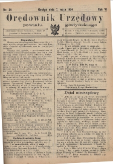 Orędownik Urzędowy Powiatu Gostyńskiego 1924.05.07 R.6 Nr 36