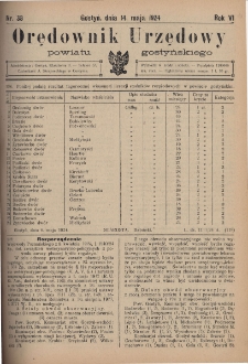 Orędownik Urzędowy Powiatu Gostyńskiego 1924.05.14 R.6 Nr 38