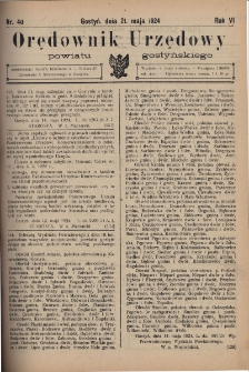 Orędownik Urzędowy Powiatu Gostyńskiego 1924.05.21 R.6 Nr 40