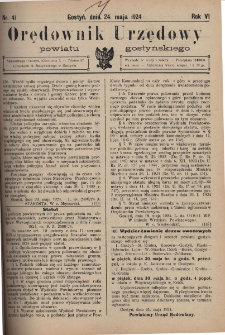 Orędownik Urzędowy Powiatu Gostyńskiego 1924.05.24 R.6 Nr 41