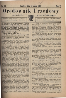 Orędownik Urzędowy Powiatu Gostyńskiego 1924.05.31 R.6 Nr 43