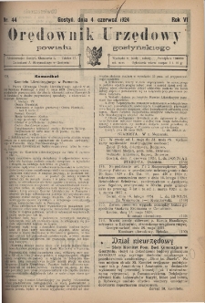 Orędownik Urzędowy Powiatu Gostyńskiego 1924.06.04 R.6 Nr 44
