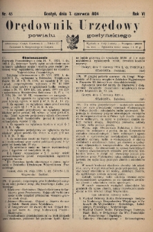 Orędownik Urzędowy Powiatu Gostyńskiego 1924.06.07 R.6 Nr 45