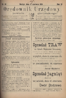 Orędownik Urzędowy Powiatu Gostyńskiego 1924.06.11 R.6 Nr 46
