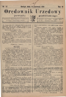 Orędownik Urzędowy Powiatu Gostyńskiego 1924.06.14 R.6 Nr 47