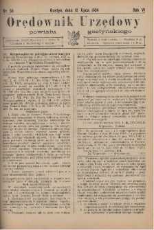 Orędownik Urzędowy Powiatu Gostyńskiego 1924.07.12 R.6 Nr 55