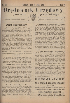 Orędownik Urzędowy Powiatu Gostyńskiego 1924.07.16 R.6 Nr 56