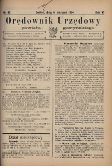 Orędownik Urzędowy Powiatu Gostyńskiego 1924.08.06 R.6 Nr 62