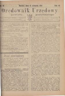 Orędownik Urzędowy Powiatu Gostyńskiego 1924.08.16 R.6 Nr 65
