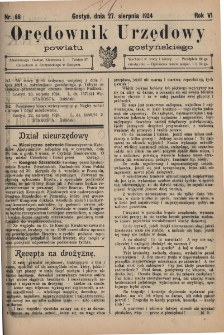 Orędownik Urzędowy Powiatu Gostyńskiego 1924.08.27 R.6 Nr 68