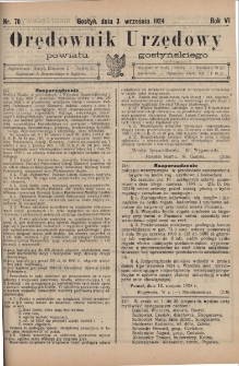 Orędownik Urzędowy Powiatu Gostyńskiego 1924.09.03 R.6 Nr 70
