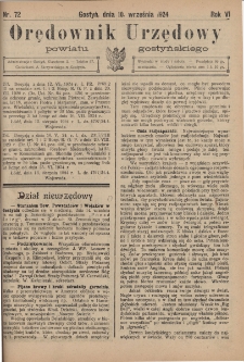 Orędownik Urzędowy Powiatu Gostyńskiego 1924.09.10 R.6 Nr 72