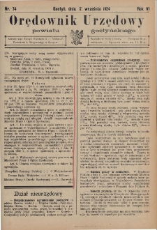 Orędownik Urzędowy Powiatu Gostyńskiego 1924.09.17 R.6 Nr 74