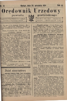 Orędownik Urzędowy Powiatu Gostyńskiego 1924.09.20 R.6 Nr 75