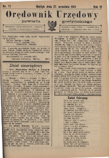 Orędownik Urzędowy Powiatu Gostyńskiego 1924.09.27 R.6 Nr 77